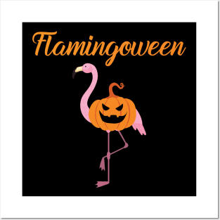 Halloween Flamingo Camping Party Posters and Art